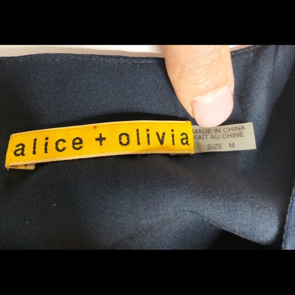 Alice + Olivia Navy Open Back Silk Dress m - Picture 4 of 8